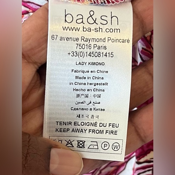 ba&sh Floral Wide-Sleeve long Lady Kimono Vini Side-Slit Self-Tie Size Medium - Picture 10 of 11